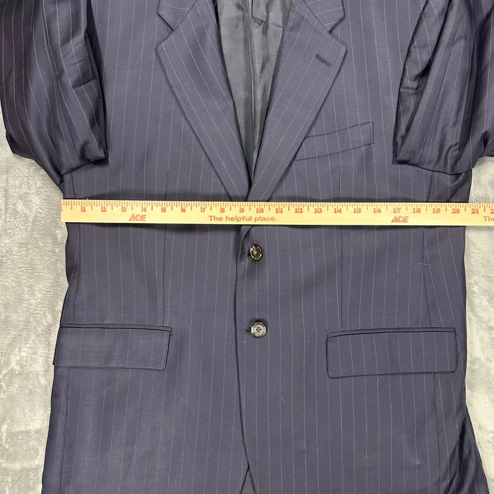 Vintage Chaps Ralph Lauren Mens Navy Pinstripe Wool Cashmere Suit 40S 35W